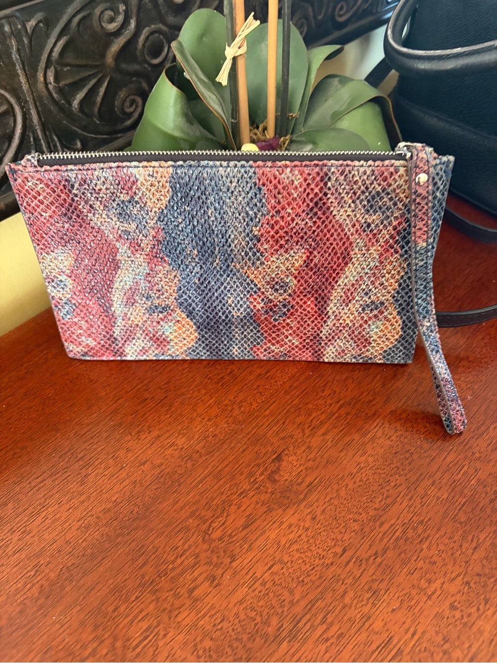 Aimee Kestenberg Multicolor Snakeskin Embossed Wristlet/Clutch